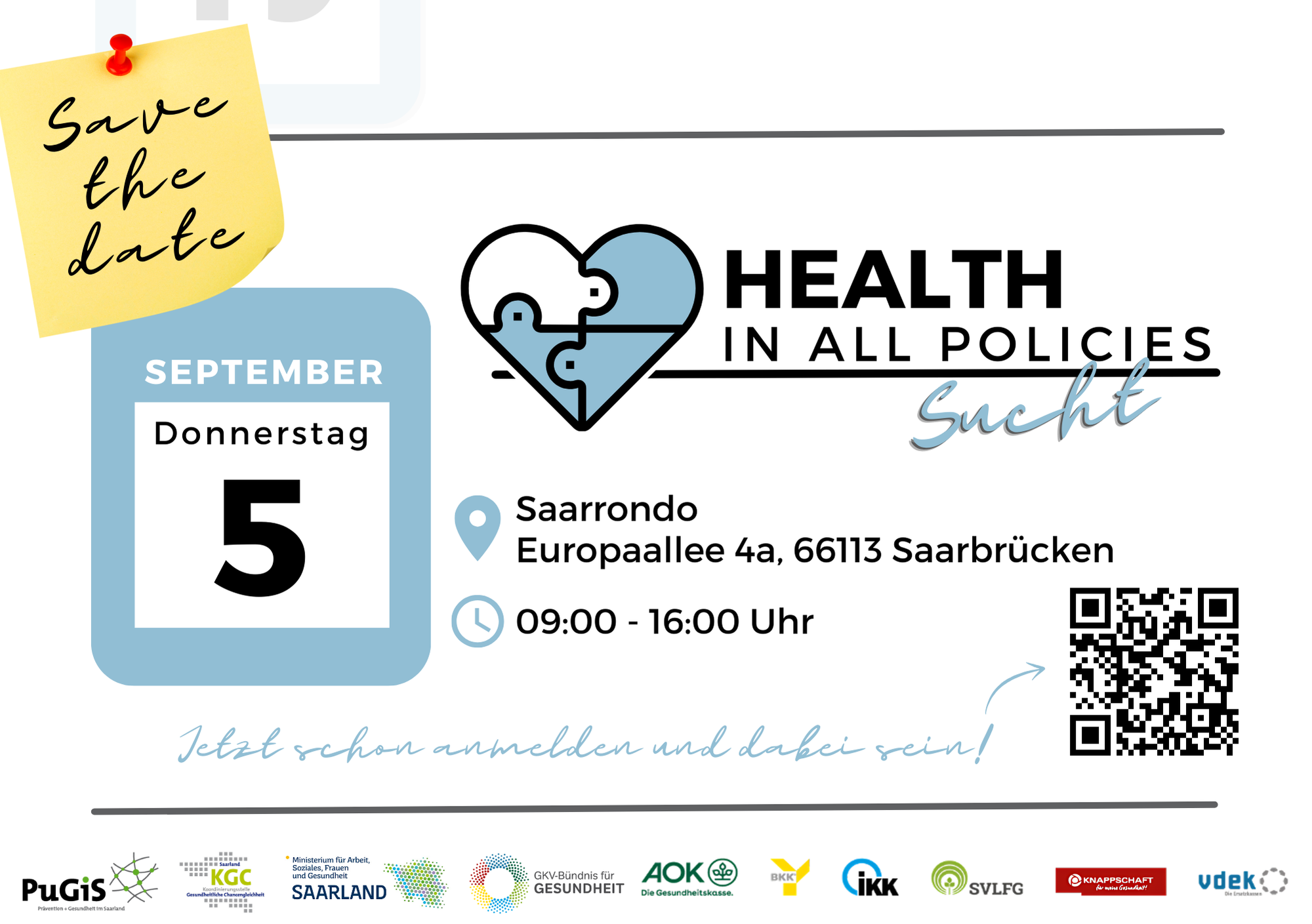 Health in all policies - "Sucht" - Fachtagung am 05. September 2024 in Saarbrücken
